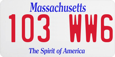 MA license plate 103WW6
