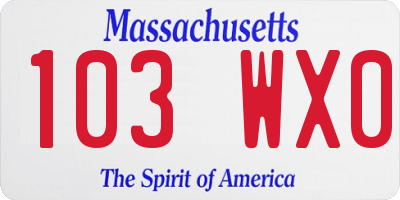 MA license plate 103WX0