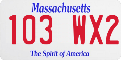 MA license plate 103WX2