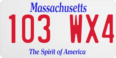 MA license plate 103WX4