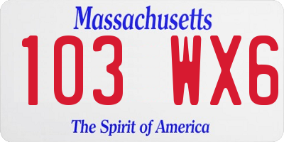 MA license plate 103WX6