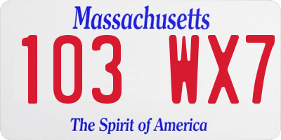 MA license plate 103WX7