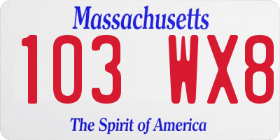 MA license plate 103WX8
