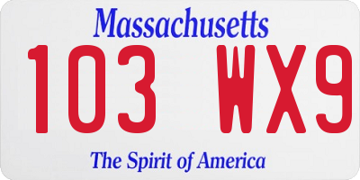 MA license plate 103WX9