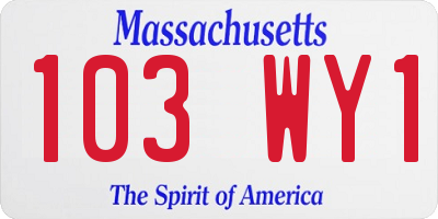 MA license plate 103WY1