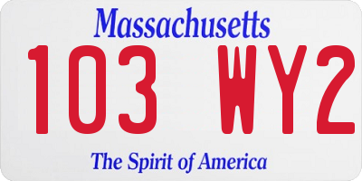 MA license plate 103WY2