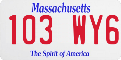 MA license plate 103WY6