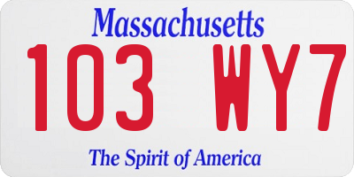 MA license plate 103WY7