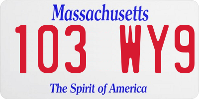 MA license plate 103WY9