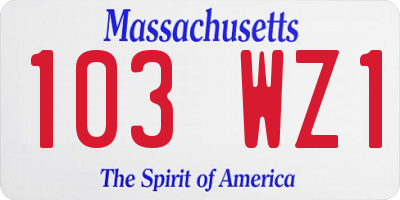 MA license plate 103WZ1