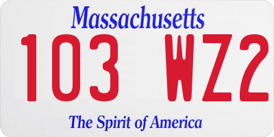 MA license plate 103WZ2
