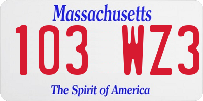 MA license plate 103WZ3