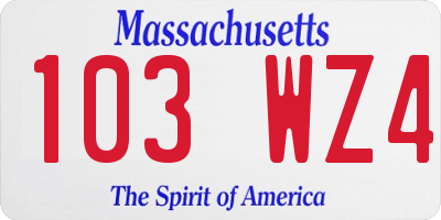 MA license plate 103WZ4