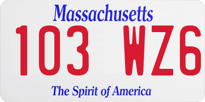 MA license plate 103WZ6