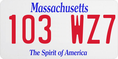 MA license plate 103WZ7