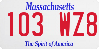 MA license plate 103WZ8