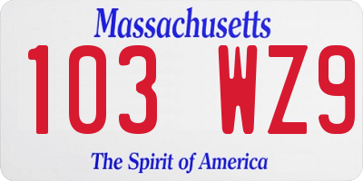 MA license plate 103WZ9