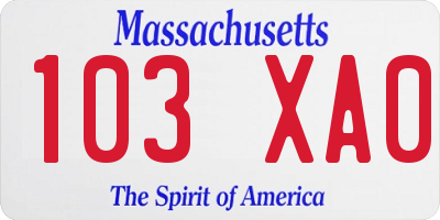 MA license plate 103XA0