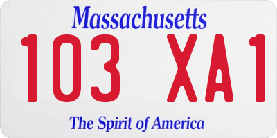 MA license plate 103XA1