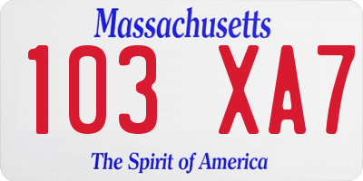 MA license plate 103XA7