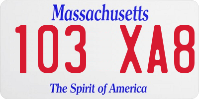 MA license plate 103XA8