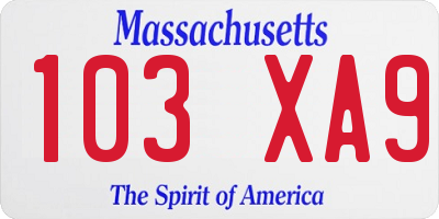 MA license plate 103XA9