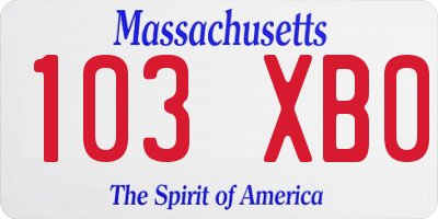 MA license plate 103XB0