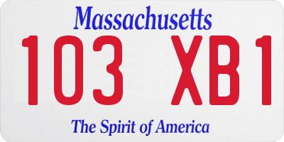 MA license plate 103XB1