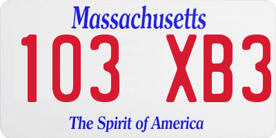 MA license plate 103XB3