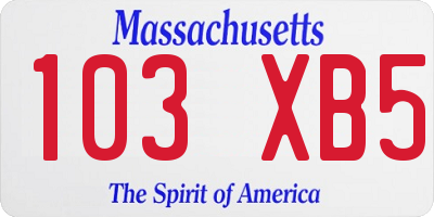 MA license plate 103XB5