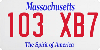 MA license plate 103XB7