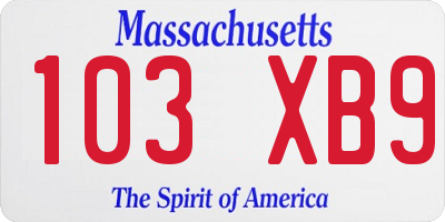 MA license plate 103XB9