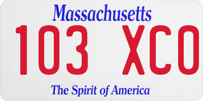 MA license plate 103XC0