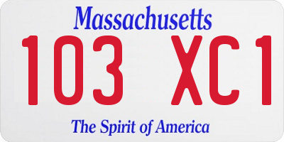 MA license plate 103XC1