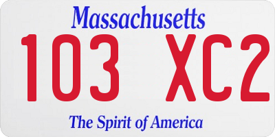 MA license plate 103XC2