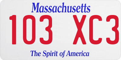 MA license plate 103XC3