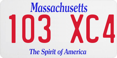 MA license plate 103XC4