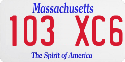 MA license plate 103XC6