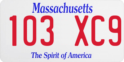MA license plate 103XC9