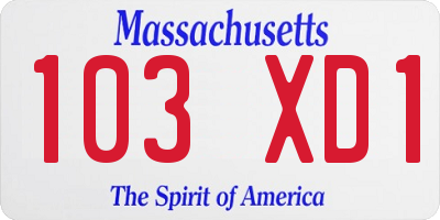 MA license plate 103XD1