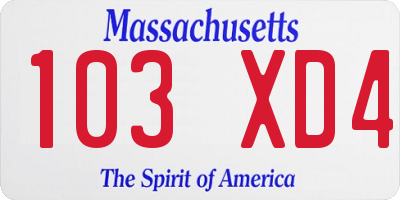 MA license plate 103XD4