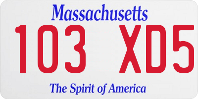 MA license plate 103XD5