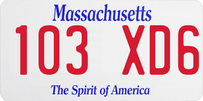 MA license plate 103XD6
