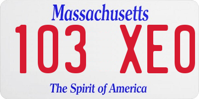 MA license plate 103XE0