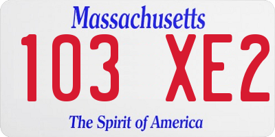 MA license plate 103XE2