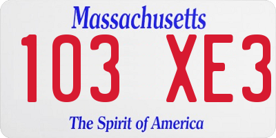 MA license plate 103XE3