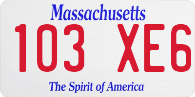 MA license plate 103XE6