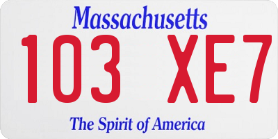 MA license plate 103XE7