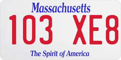 MA license plate 103XE8