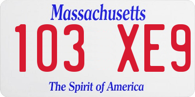 MA license plate 103XE9